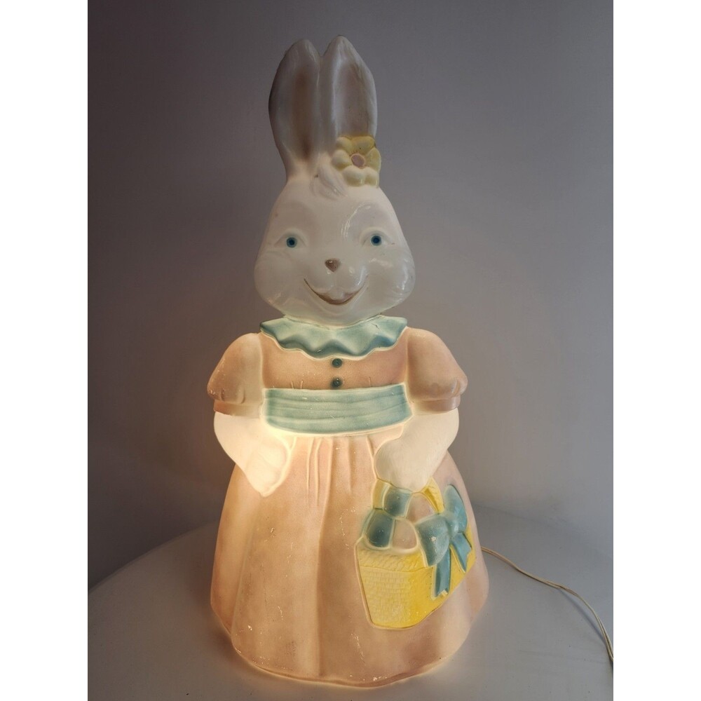 Vintage Carolina Enterprises Plastic Blow Mold Mrs Easter Bunny Rabbit 1994